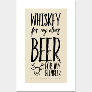 Whiskey for my elves,Beer for my Reindeer Posters and Art